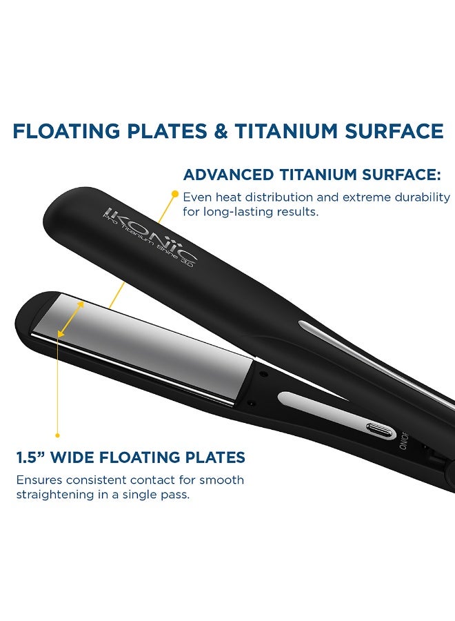 أي كونيك آيكونيك برو تيتانيوم شاين 3.0 مكواة فرد الشعر ألواح مزدوجة من التيتانيوم، تسخين فوري، إيقاف تلقائي، مناسبة لجميع أنواع الشعر - Image 3